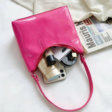 Vintage Women Patent Shoulder Underarm Bag PU Leather Casual Small Hob