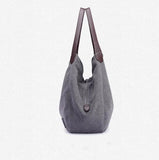 Women's Canvas Handbags High Female Hobos Single Shoulder Bags Solid Mul