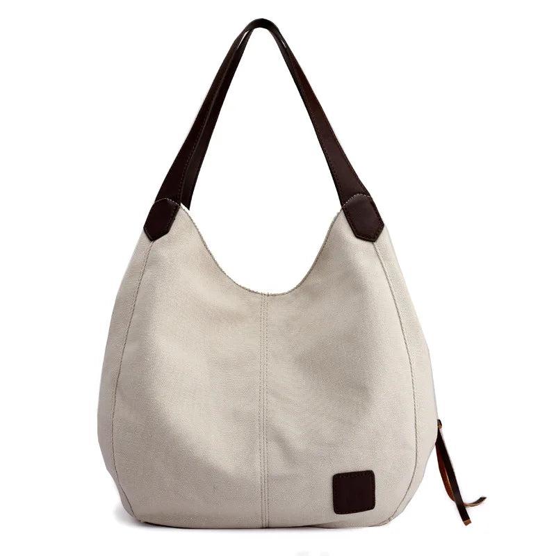 Women's Canvas Handbags High Female Hobos Single Shoulder Bags Solid Mul