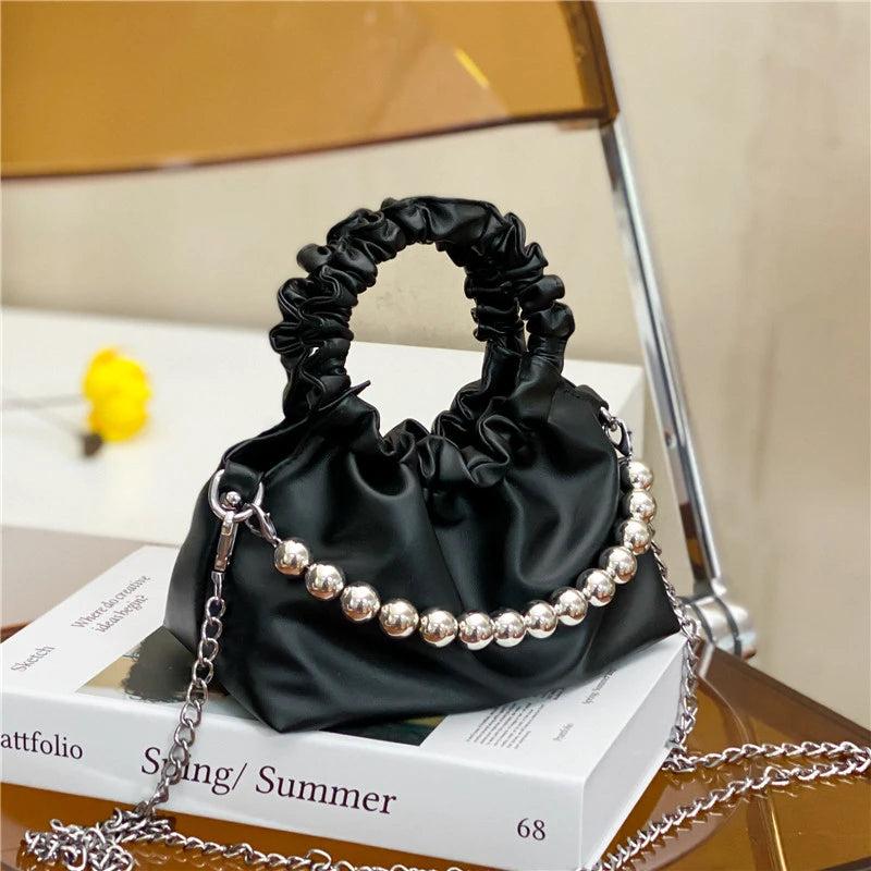 Summer Pleated Handlebags For Women PU Cloud Bags Casual Shopping Shoulder Bags