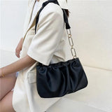 Vintage Ruched Shoulder Hobo Bag Ladies Evening Handbag