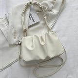Vintage Ruched Shoulder Hobo Bag Ladies Evening Handbag