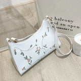 Women Embroidery Flower Underarm Bag Retro Solid Handbags