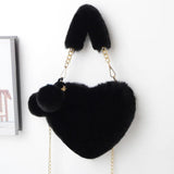 Heart-shaped Women Crossbody Bags Velvet Bag Love Heart Chain Handbags Purse