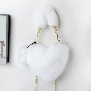 Heart-shaped Women Crossbody Bags Velvet Bag Love Heart Chain Handbags Purse