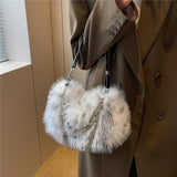Trending Fluffy Faux Fur Soft Shoulder Bag for Women