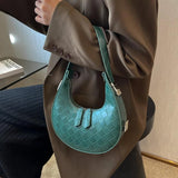 Half Moon Shoulder Bag Small Pu Leather Woven Bag Underarm Handbag