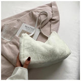 Winter Women Soft Plush Shoulder Bag Faux Furry Ladies Small Tote