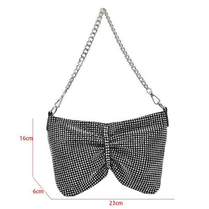 Rhinestone Evening Handbag Silvery Crystal Wedding Party Bag