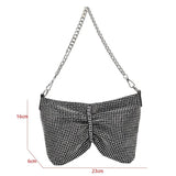 Rhinestone Evening Handbag Silvery Crystal Wedding Party Bag