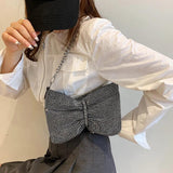 Rhinestone Evening Handbag Silvery Crystal Wedding Party Bag