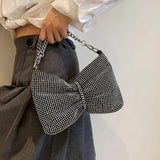 Rhinestone Evening Handbag Silvery Crystal Wedding Party Bag
