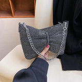 Rhinestone Evening Handbag Silvery Crystal Wedding Party Bag