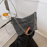 Rhinestone Evening Handbag Silvery Crystal Wedding Party Bag