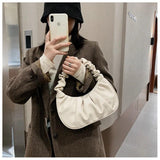 Women's Pleated Handlebags PU Cloud Bags Shoulder Handbag