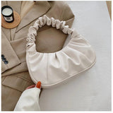 Women's Pleated Handlebags PU Cloud Bags Shoulder Handbag