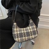 Plaid Women's Hobo Underarm Bag Small Shoulder Bags Mini Tote Purse Handbag