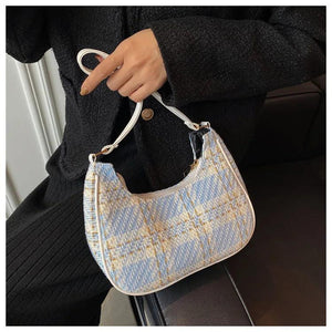 Plaid Women's Hobo Underarm Bag Small Shoulder Bags Mini Tote Purse Handbag