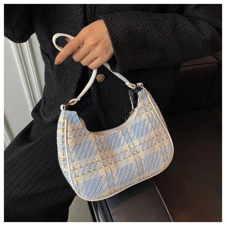 Plaid Women's Hobo Underarm Bag Small Shoulder Bags Mini Tote Purse Handbag