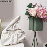 Women Shoulder Bags Pleated Handbags Female Leather Tote Bags
