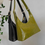 Vintage PU Leather Handbag Lady Zipper Tote Armpit Bag for Girl