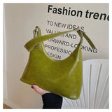 Vintage PU Leather Handbag Lady Zipper Tote Armpit Bag for Girl