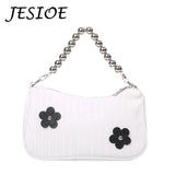 Retro Flower Leather Shoulder Bag, Chain Hobo Bag for Women