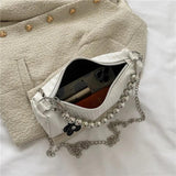 Retro Flower Leather Shoulder Bag, Chain Hobo Bag for Women