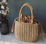 Straw Tote Beach Bag with Tassels and Braided Tassel Rattan Bag