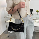 Flower Shoulder Purse Women Jacquard Underarm Bag Ladies Chain Top-handle Clutch