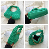 PU Leather Chain Underarm Bag Women Solid Shoulder Bags