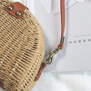 Woman Straw Bag Semi-Circle Shoulder Bag Rattan Handbag Summer Beach Bag