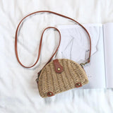 Woman Straw Bag Semi-Circle Shoulder Bag Rattan Handbag Summer Beach Bag