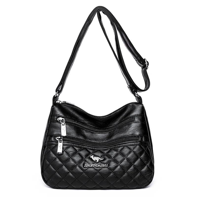 Women Large Capacity PU Leather Shoulder Bag Soft Messenger Bag