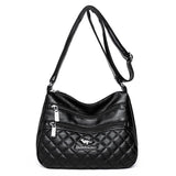Women Large Capacity PU Leather Shoulder Bag Soft Messenger Bag