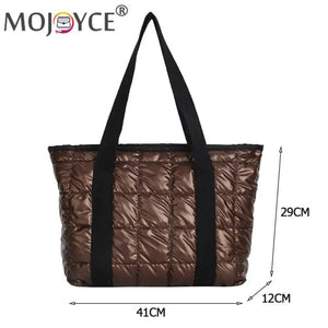 Women's Quilted Cotton Padded Shoulder Bag Large Capacity Travel
