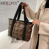 Women's Quilted Cotton Padded Shoulder Bag Large Capacity Travel