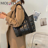 Women's Quilted Cotton Padded Shoulder Bag Large Capacity Travel