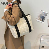 Women's Quilted Cotton Padded Shoulder Bag Large Capacity Travel