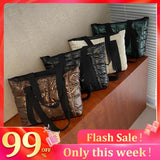 Women's Quilted Cotton Padded Shoulder Bag Large Capacity Travel