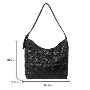 Women's Quilted Cotton Padded Shoulder Bag Large Capacity Travel