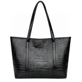 Vintage Crocodile Leather Women Handbag Large Capacity Shoulder Bag