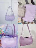 Purple Underarm Bag Retro Solid Ladies Hobos Handbags Girls Small Shoulder Bags
