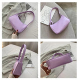 Purple Underarm Bag Retro Solid Ladies Hobos Handbags Girls Small Shoulder Bags