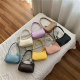Purple Underarm Bag Retro Solid Ladies Hobos Handbags Girls Small Shoulder Bags