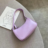 Purple Underarm Bag Retro Solid Ladies Hobos Handbags Girls Small Shoulder Bags