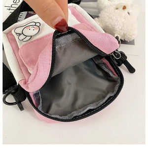 Cartoon Printed Canvas Small Shoulder Bag