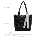 Women Cotton Padded Top-handle Bag Soft Zipper Autumn Winter Handbags