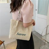 Women's Straw Shoulder Bag Large Woven Tote Casual Beach Handbag