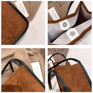 Corduroy Shoulder Shopping Bag Reusable Casual Tote Large Capacity Female Handba